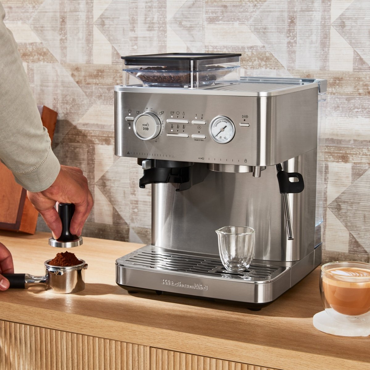 KitchenAid - Semi Automatic Espresso Machine with Burr Grinder - KES6551