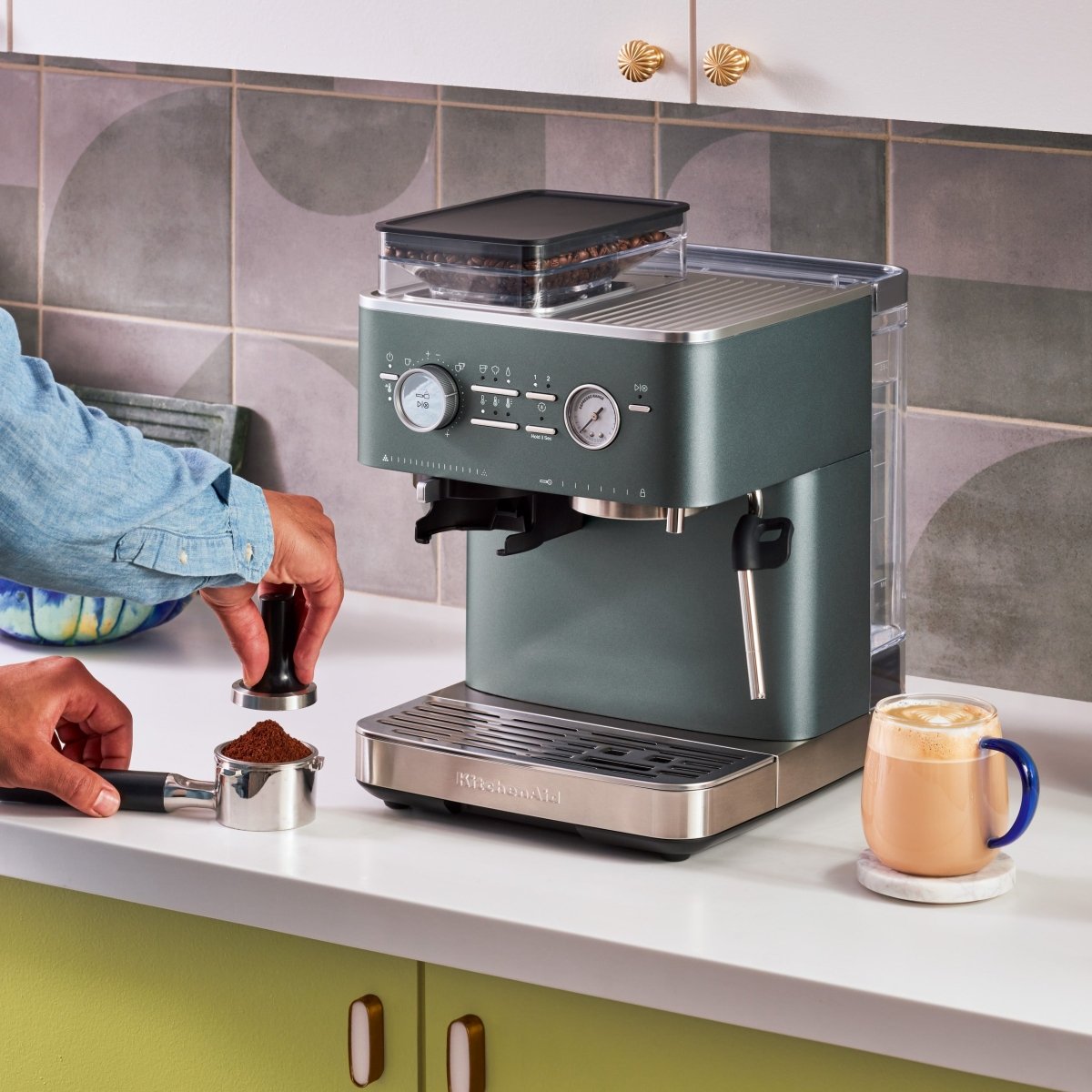 KitchenAid - Semi Automatic Espresso Machine with Burr Grinder - KES6551